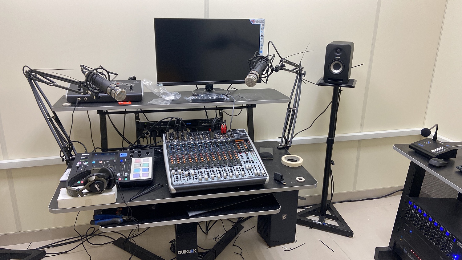 Installation of sound equipment for broadcasting background music